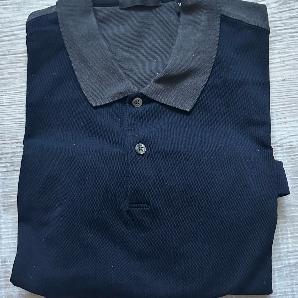 Theory Two-Tone Black and Gray Polo Shirt medium prima